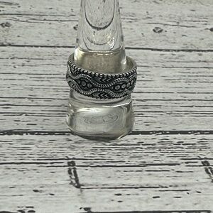 Intricate Patterned Silver-Tone Band Ring - Women's Jewelry